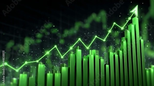 Obraz Upward trend surges through green bars