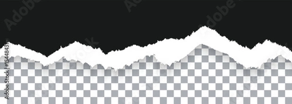 Fototapeta Vector Black Torn Paper On Transparent Background