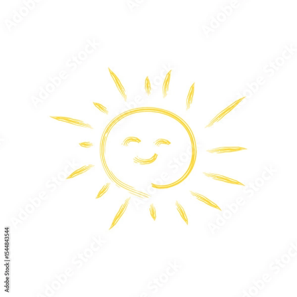 Obraz Doodle childish smiling sun icon scribble