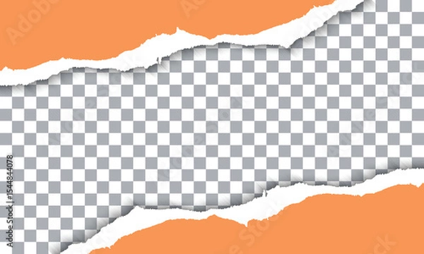 Fototapeta Vector Orange Torn Paper On Transparent Background
