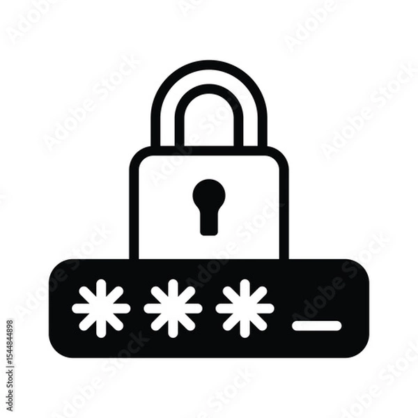 Fototapeta Latest glyph style icon showing password protection