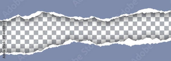 Fototapeta Vector Blue Torn Paper On Transparent Background