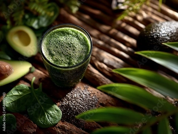 Obraz Vibrant green smoothie amidst natural splendor