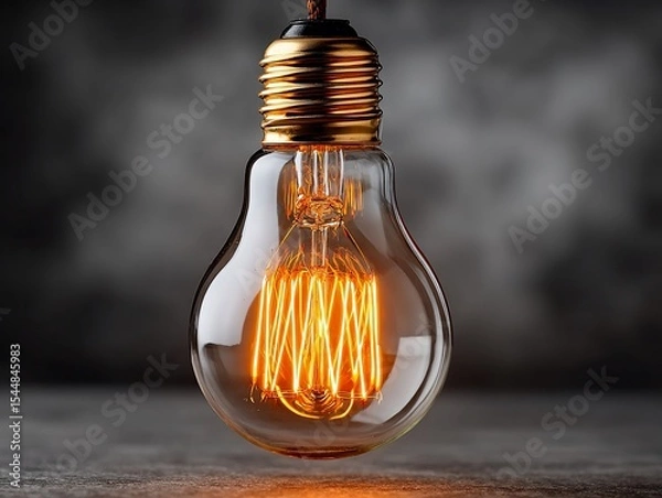 Obraz Vintage lightbulb emits warm glow