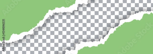 Fototapeta Vector Green Torn Paper On Transparent Background