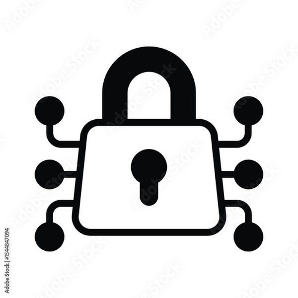 Fototapeta Visually appealing glyph style icon depicting digital lock