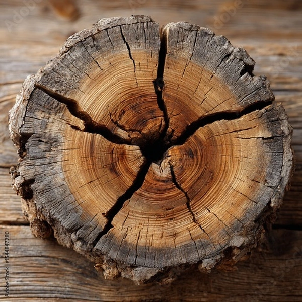Obraz Weathered tree stump rings reveal a hollow core