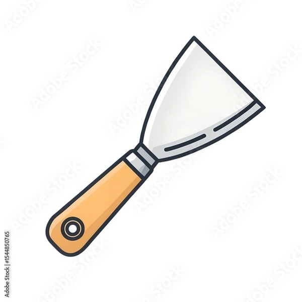 Obraz Putty Knife Icon - Spatula Tool Flat Line Vector