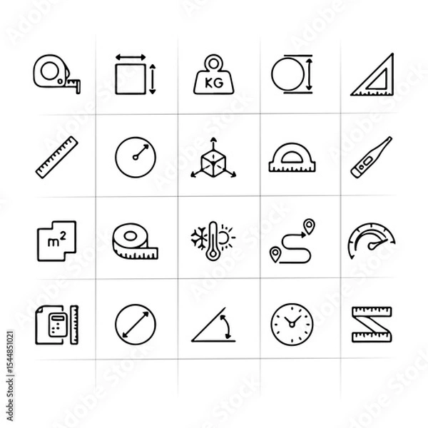 Fototapeta Mesure iconet set  black and white