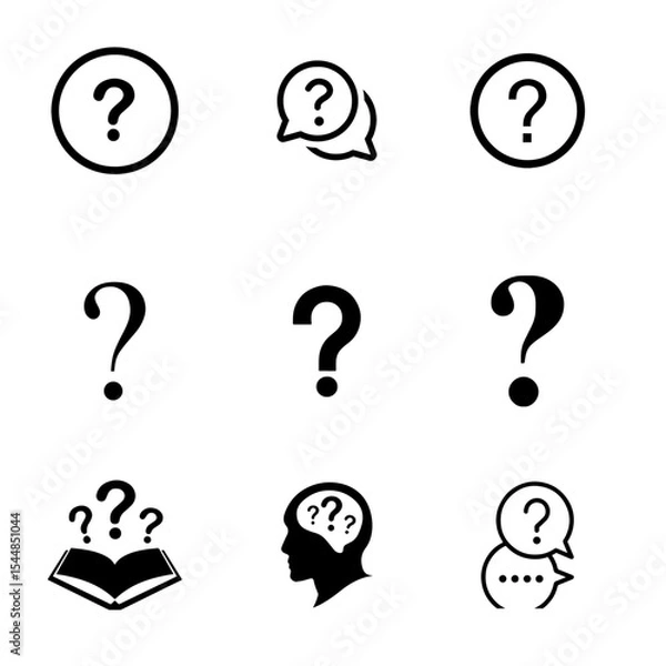 Fototapeta Question Mark   icon  set  black and white