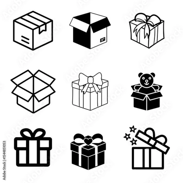 Fototapeta Boxes  icon  set  black and white