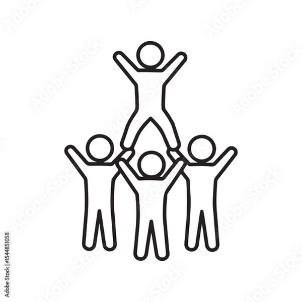 Fototapeta Teamwork Success Pyramid A Group of People Standing on Top of Each Other Depicting Unity and Achievement in Business