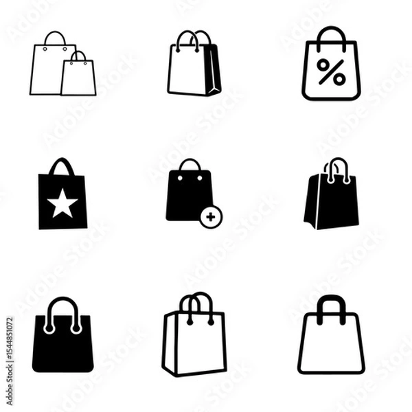 Fototapeta Shooping bag icon  set  black and white
