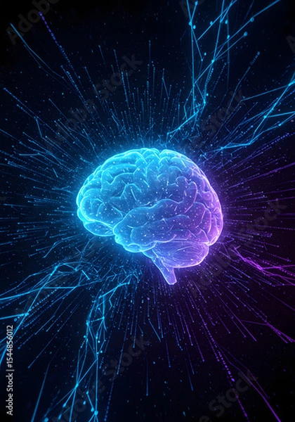 Fototapeta Digital Brain Processing Data Streams for Machine Learning