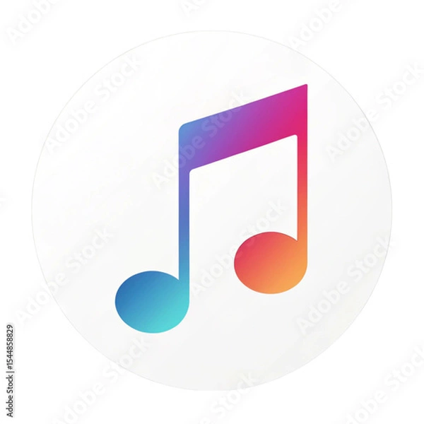 Fototapeta Colorful music note icon on white circle background