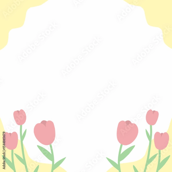 Obraz Spring Tulip Flowers With Yellow Frame Border