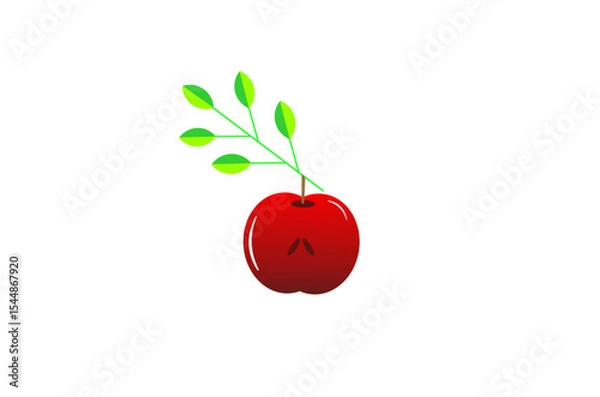 Obraz Apple and Green Leaves Pattern. Vector illustration