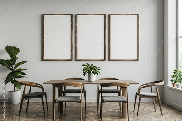 Fototapeta High Definition Visual of Dining Room with Picture Gallery