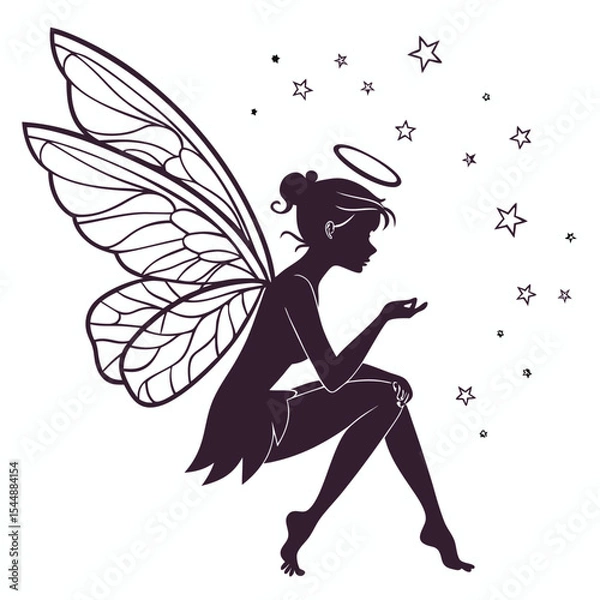 Obraz silhouette fairies on white background