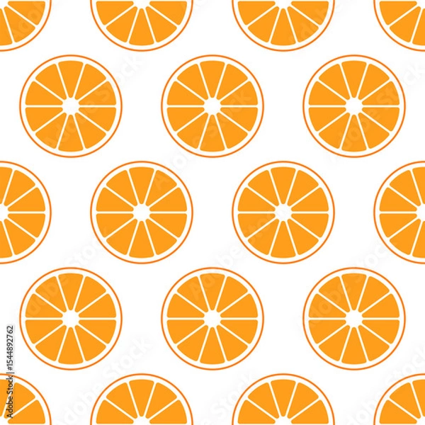 Fototapeta Seamless pattern of orange slices isolated on white background.