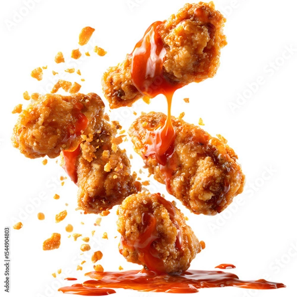 Obraz fried chicken wings with sauce