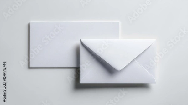 Obraz A simple stationery mockup with letterhead and envelope, placed on white background, 16:9