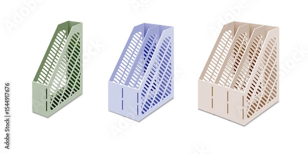 Fototapeta Color vertical plastic paper office tray