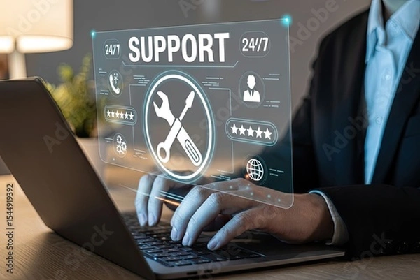 Fototapeta 24 7 online technical support and customer service assistance