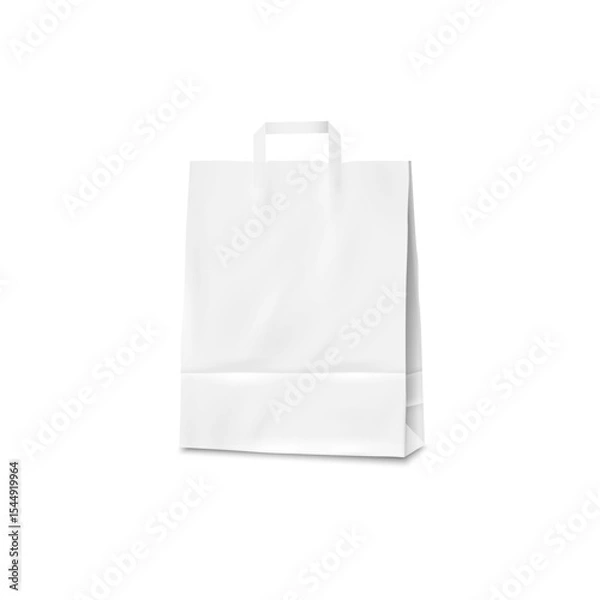 Fototapeta White paper shopping bag mockup, empty paper bag