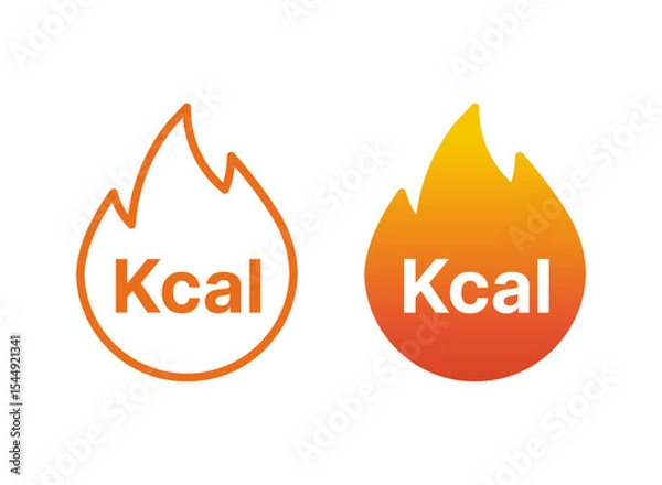Fototapeta Set of Calories Burn vector icons with line and flat design