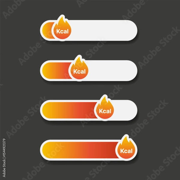 Fototapeta Hot level slider and Calorie Burning Icon Set 