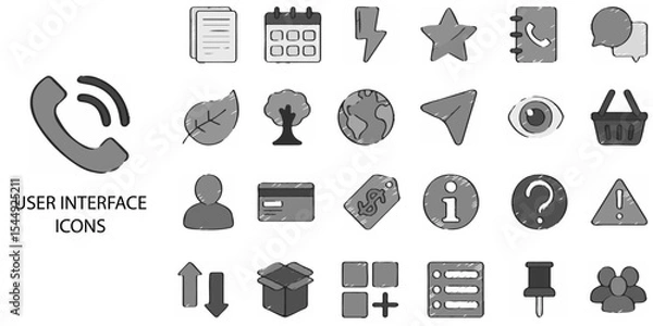 Obraz User interface simple concept 24 Grew color icons set. Vector illustration.