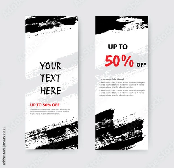 Obraz Modern grunge with black white design for card templates