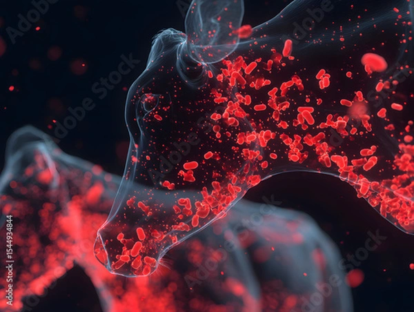 Fototapeta 3D render of anthrax spores inside a cow’s body.