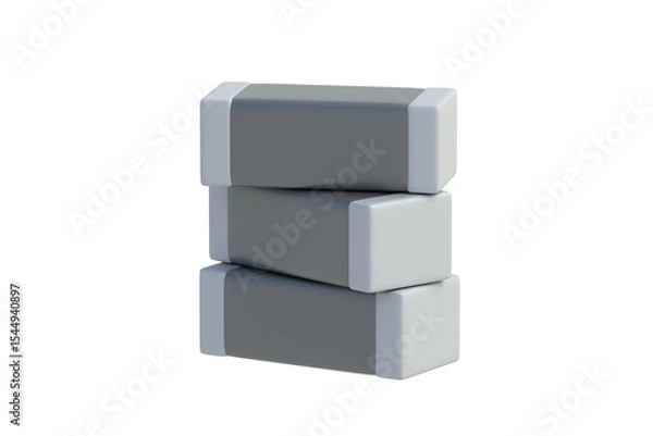 Fototapeta Stack of smd capacitors isolated on white background. Electronic component. Circuit board element. 3d render