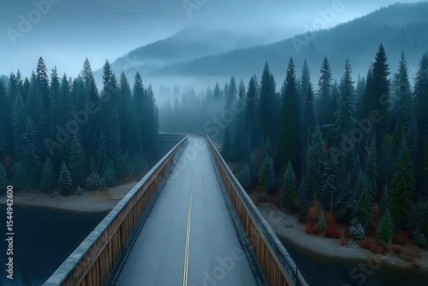 Fototapeta Massive hydroelectric energy dam within natural forest setting, mist rising from base, symbolizing clean energy from water without harming surrounding ecosystems.