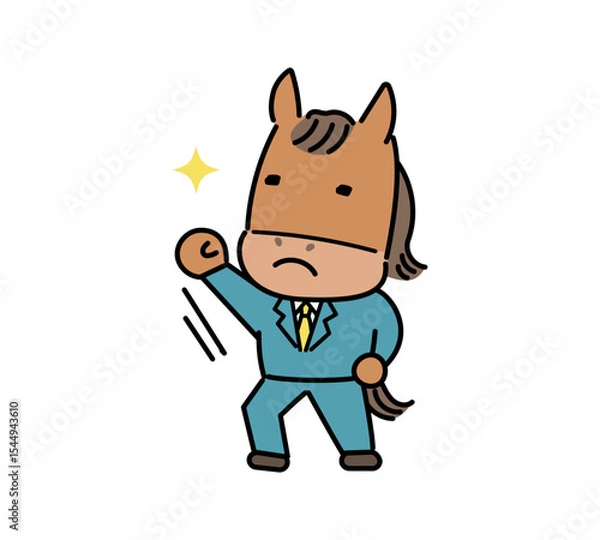 Fototapeta やる気があるスーツ姿の馬のキャラクター