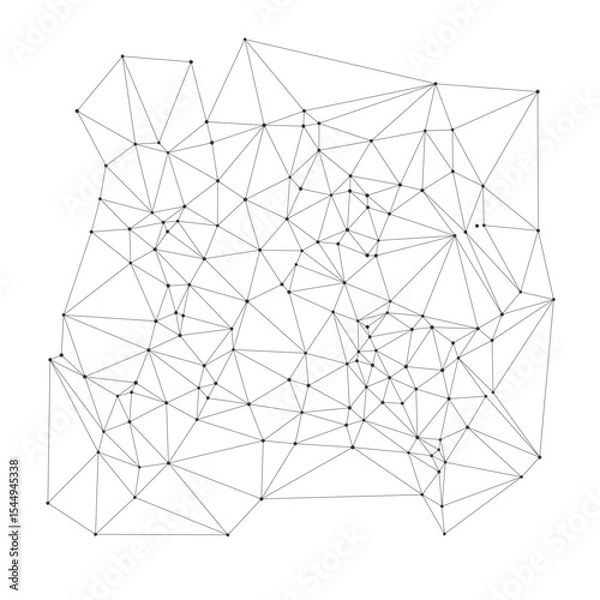 Fototapeta Minimalist geometric wireframe mesh with connected lines and dots perfect for backgrounds technology presentations science or digital design projects modern vector illustration