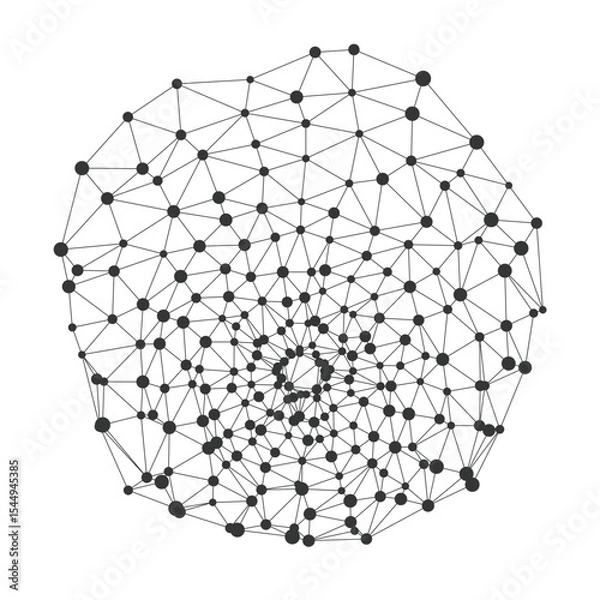 Obraz Abstract geometric network mesh with interconnected dots and lines, ideal for technology, science, or data visualization concepts, isolated on white background vector illustration