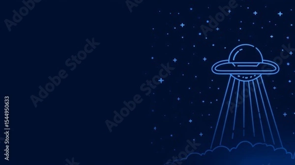 Obraz Enchanting Blue Neon Cloud with Star in Sky