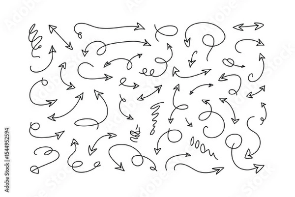 Obraz Hand Drawn Grey Arrow Vector Collection Line Art