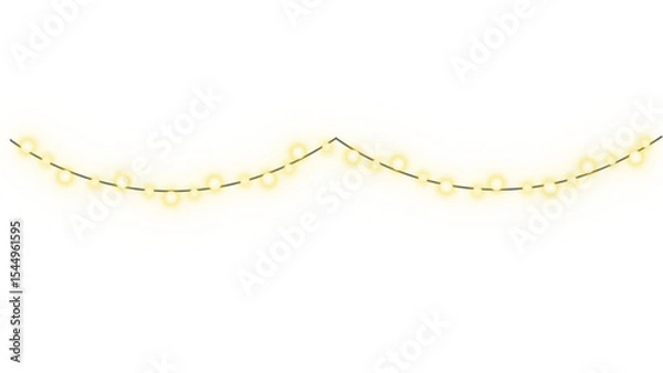 Fototapeta Transparent Background Draped Warm White String Lights Line

