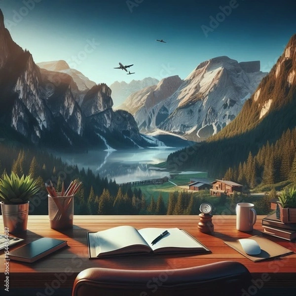 Obraz Desk Overlooking in the distance