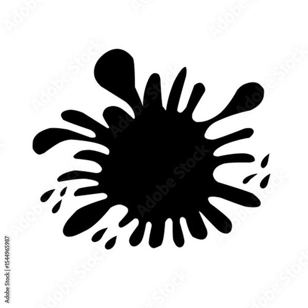 Fototapeta Collection of Black Ink Splatters and Dripping Shapes