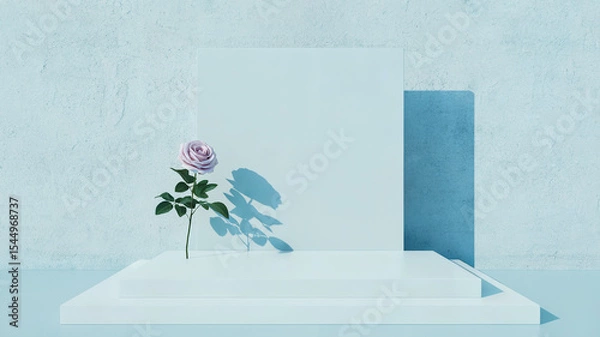 Obraz Elegant rose on a minimalist stage with shadow accents in soft pastel colors