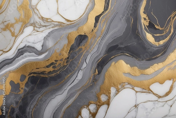 Fototapeta Luxurious abstract marble texture background in gold gray and white tones for design projects