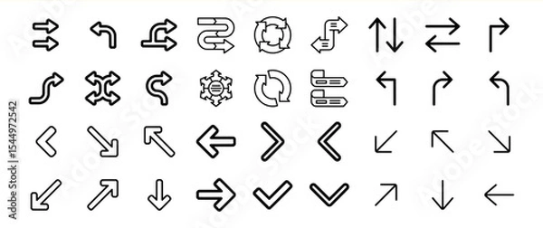 Fototapeta Black and White Arrow Icon Collection Set Bundle 271
