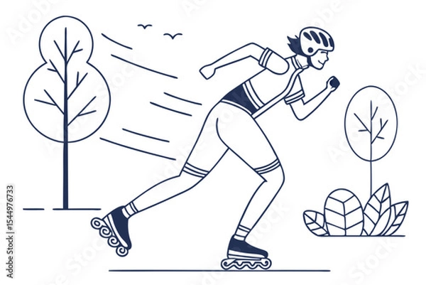 Fototapeta Rollerblading Athlete in Motion Vector