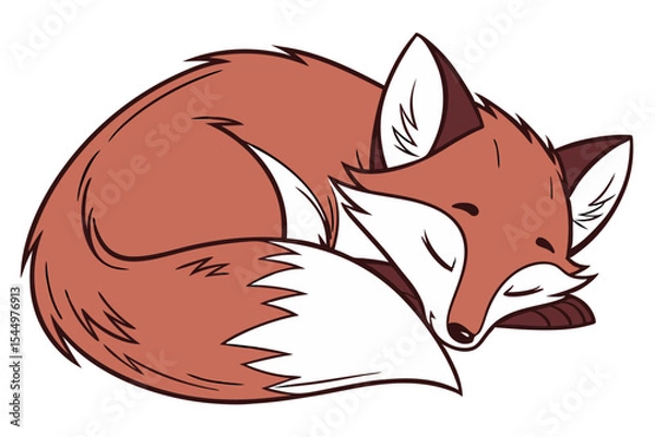 Fototapeta Fox Sleeping Silhouette Vector