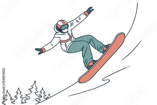 Fototapeta Snowboarder Performing Trick Vector